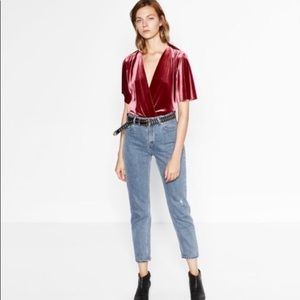 Zara velvet wrap bodysuit